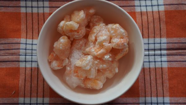 Freezer burned shrimp