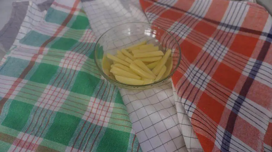 cut potatoes soaked in water